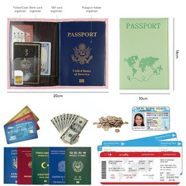 SJDOFU Passport Holder, 4PCS PU Leather Passport Cover, Passport Wallet Cover Case for Passport Ticket Card Boarding Passes Credit Card Business Cards