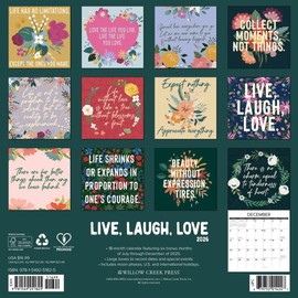 Live, Laugh, Love 2026 12" x 12" Wall Calendar