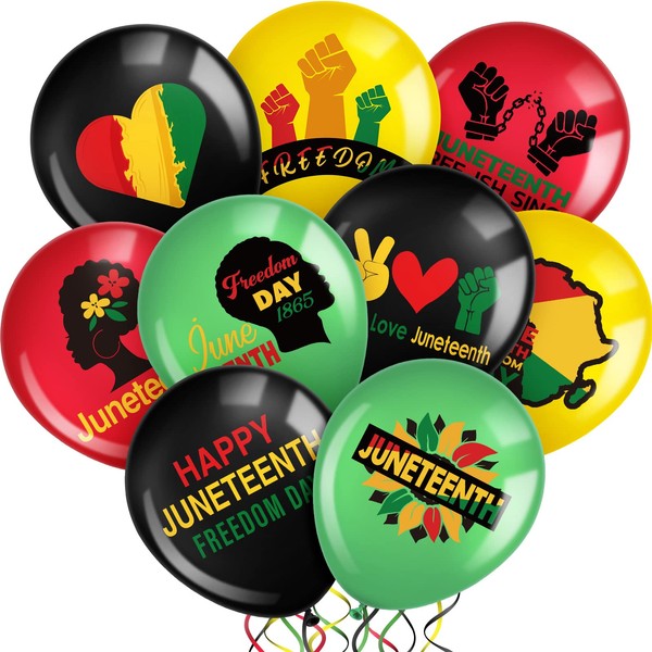 Harrycle 54 Pcs Juneteenth Balloons Decorations Juneteenth Day Balloons Party Supplies Favors Afro African Foil Balloons Decor for Freedom Day Patriotic Independence 1865 Celebration Black History