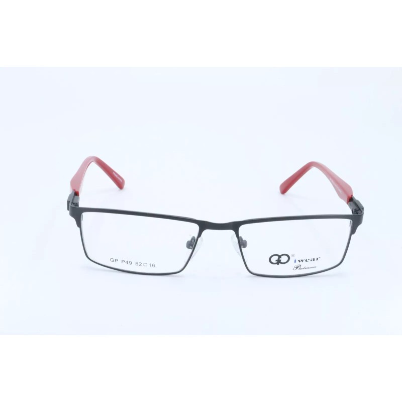 Gianni Po GP P49 Black-Red Rectangle Unisex Full Rim 52-16-135
