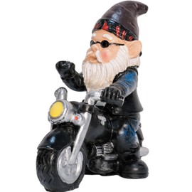 Garden Gnome Motorcycle Gnomes, 13.3 cm x 13 cm Statue, Waterproof Sun Protection, Garden Decoration for the Garden, Decoration for the Patio, Decoration for the Balcony