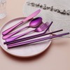 (Purple) - Portable Stainless Steel Flatware Set, Travel Camping Cutlery