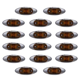 LONG HAUL 18 4"x1.5" Amber LED Surface Mount Marker Light with Chrome Bezel Oval Oblong -Good for Trucks Trailers ETC EL-112692A