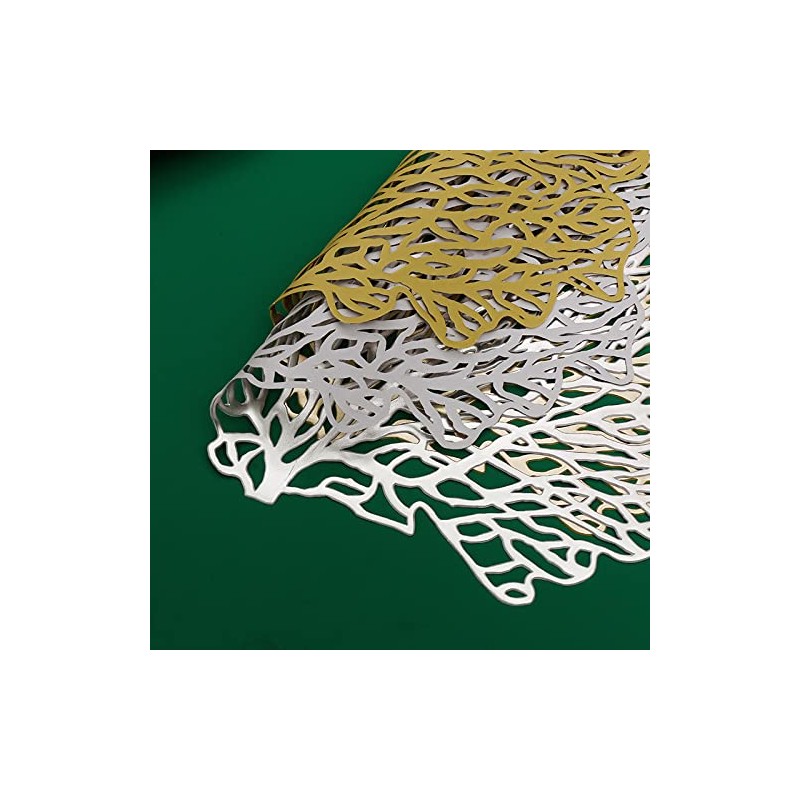 Hosoncovy 4 Pack Decorative Coral Leaf Placemats PVC Placemats Hollow