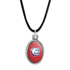 Louisiana Tech University Secondary Antiqued Oval Charm Pendant with Black Satin Cord