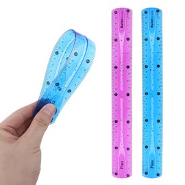 ZEYIYER Pack of 2 Rulers 30 cm Flexible Kids Flexible Soft Bendable Rubber Rulers Purple Blue for Students Children Classroom Office Home Accessories