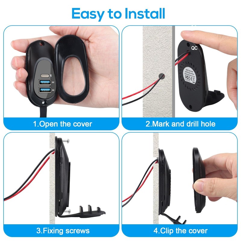 Linkstyle USB Car Charger Socket, Dual QC3.0 USB A &