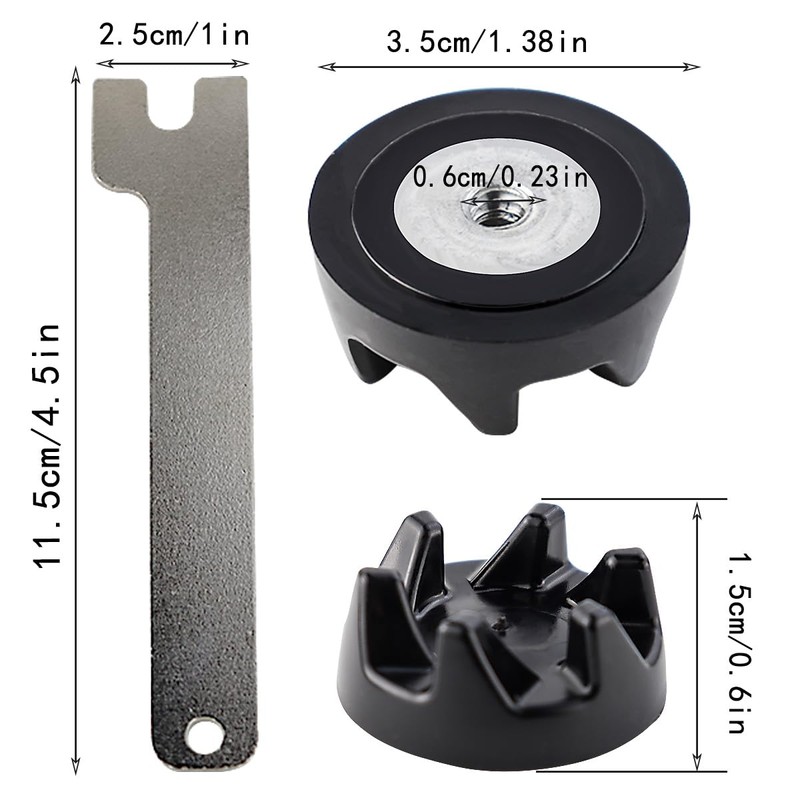 2 Pcs Black 9704230 Blender Drive Coupler with 1 Spanner