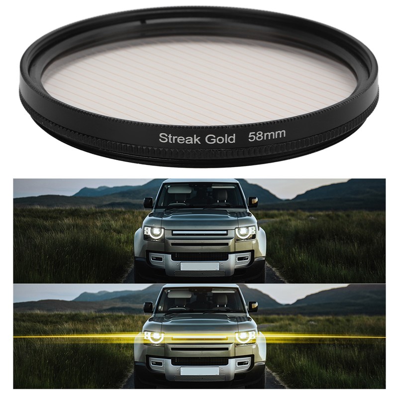 Gold Streak Anamorphic Effect Filter UHD Optical Glass Waterproof Scratch