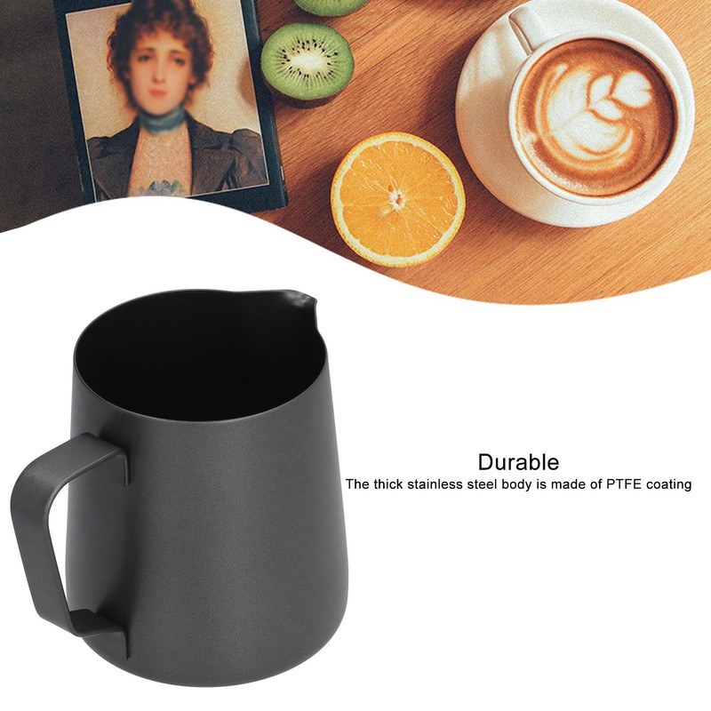 400ml PTFE Pointed Mouth Milk Frothing Jug Stainless Steel Coffee