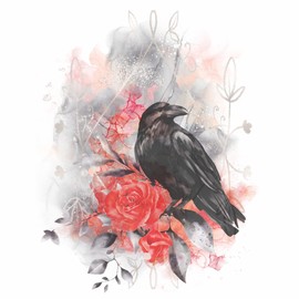 Raven Overlay Rice Paper, 20.32 x 26.67 cm - 6 Unique Printed Mulberry Paper Images 30gsm Visible Fibres for Decoupage Crafts Mixed Media Collage Art