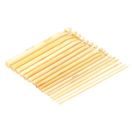 Gancho de crochet de bambú, 16 piezas de aguja de crochet de bambú para principiantes para tejer bufandas