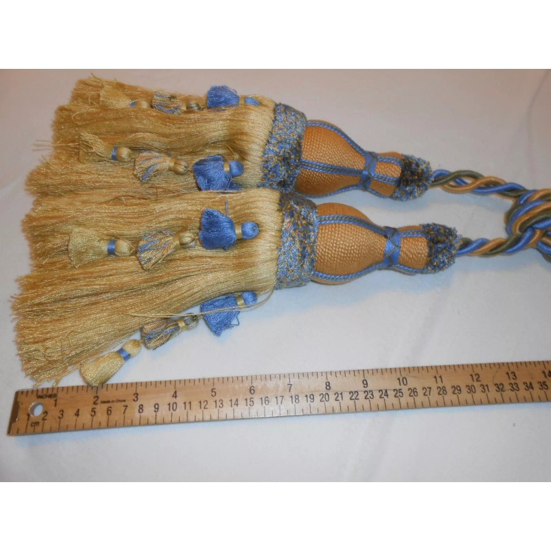 Lee Jofa Carousel 11.5" Double Tassel Tieback Yellow Blue for