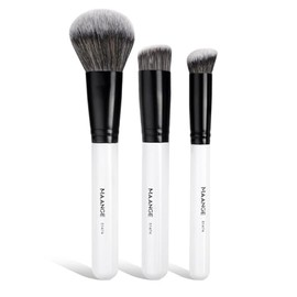 MAANGE 3PCS Brochas para el Rostro con Caja de Regalo Set de Brochas Maquillaje Sintéticos Esenciales Premium Sombra de Ojos para Base de Maquillaje para Viajes y Uso Diario