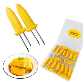 Corn on The Cob Holders, Stainless Steel Heat Resistant Non Slip Barbecue Corn Prongs Skewers for BBQ, Cooking, Birthday Party (20,3.54IN)