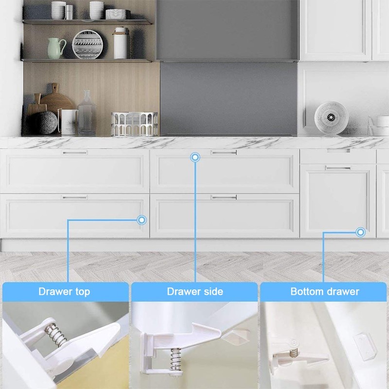 SACONELL Child Safety Cabinet Pack of 12, White/White and Black