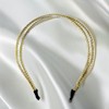 Thin Double-Strand Leaf Bounding Gold-Decorated Headband Gold 3ea