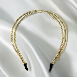Thin Double-Strand Leaf Bounding Gold-Decorated Headband Gold 3ea
