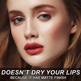 DISURI Beauty Matte Liquid Lipstick for Girls & Women - Non-Sticky & Matte Lipstick Long Lasting 12-0.8 FL Oz - Perfect for Any Occasion - Cruelty Free Lipstick - (Ms Popular: 44)