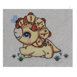 Peg the Dinosaur (1351) - Embroidered Lightweight Plain Fleece Baby Blanket (Red)