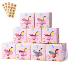 YODYZJ 50pcs Cookie Boxes with Window, 4x4x2.5 Inches Pink Valentine’s Day Bakery Boxes, Treat Boxes for Desserts, Pastry Boxes for Baked Goods (pink, 1 Count (Pack of 50))