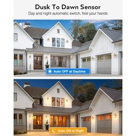 OPAXIS Porch Lights Outdoor, Dusk to Dawn Exterior Lighting Fixtures, Gold Wall Lanterns Wall Mount, Waterproof Anti-Rust Outdoor Sconce Lights for Garage, Patio Wall Light Fixture with Beveled Glass