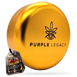 PURPLE LEGACY Aluminium Tin - Odour-Proof, Airtight & Waterproof Mini Box, 5 Colours - Perfect for Powder, Herbs, Pills & Tea - 5.5 x 2.4 cm, 44 g (Gold)