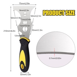 Qaestuan Multifunktionsspachtel, 1.5mm Multifunctional Malerwerkzeug Edelstahl, 15-in-1 Malerspachtel mit Weichem Griff, Edelstahl Spachtel Inklusive Farbrolle, Gebogener Schaber, Gerader Schaber
