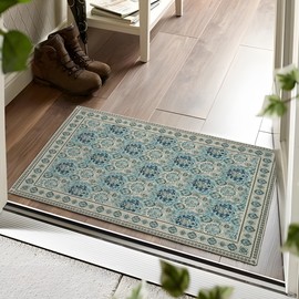 TTelephant Vintage Doormat Entryway Rug Washable Area Rug 2x3, Spill-Proof Surface, Non-Slip Backing, Cozy Soft Faux Wool, Printed Rugs 2x3, Bathroom Rugs, Bedroom Rugs - Maya