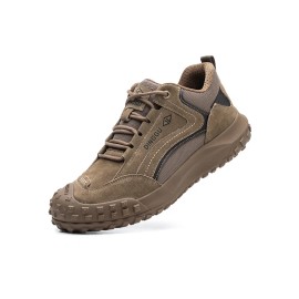 Comfy Breathable Woven Knit with Shock Absorption and Non-Slip Sole Steel Toed Anti ImpactColor: Brown, US Size: 11.5