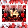 Happy 14th Birthday Backdrop Banner Black and Red Theme Background