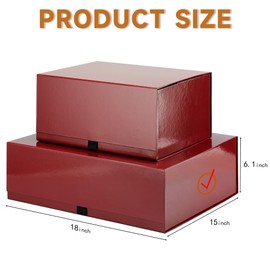 Rsgift 3 Pack Gift Boxes - 18x15x6.1 Inches, Red Collapsible Groomsmen Proposal Boxes with Magnetic Lids, Extra Large for Presents, Wedding, Christmas, Birthday