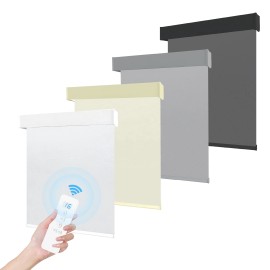 High Quality Smart PVC Motorized Roller Blinds Blackout Automatic Electric Roll Shades for Home Zigbee Google Drive Built-Incolor: White, size: 28"W x 72"L