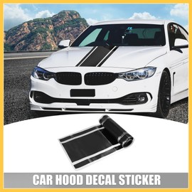 REPAIROCK 7.09"x70.87" Car Hood Stripe Pattern Sticker Auto Exterior Decal Decoration for Car Hood Roof Trunk Skirt Bumper Black Auto Replacement Parts