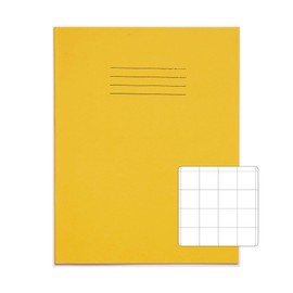 Rhino A5+ Exercise Books, 32 Page / 20mm Squared Paper Notebook, 10 Pack, 9 x 7 Writing Book, Office & School Stationery Supplies, Yellow