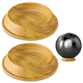 AceOrbit 2 Pcs Solid Hardwood Bowling Ball Cup, Holds Bowling Ball in Place for Displaying Cleaning Sanding Storing
