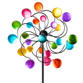 Formano Colourful Windmill Circles 126 x 33 cm Garden Stake Wind Chime Garden Decoration Flower Stake.