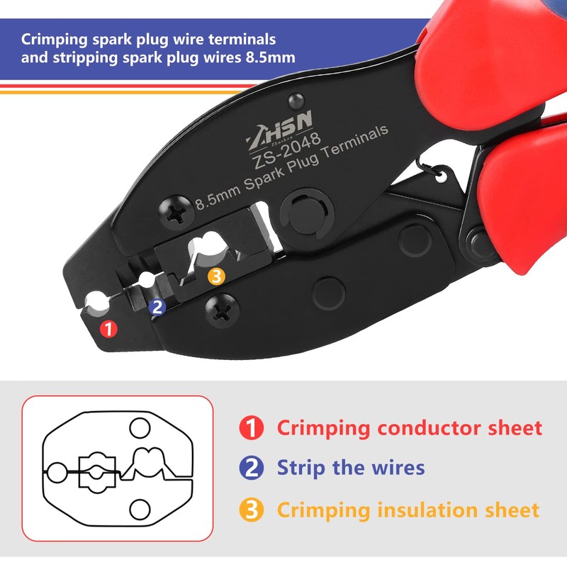 Zhushan Spark Plug Wire Crimping Tool Kit – 8.5mm Ratchet