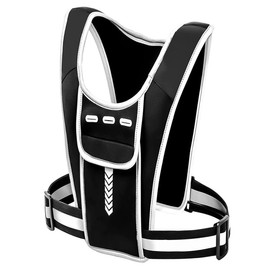 Hsthe Sea Running Vest Phone Holder, Reflective Running Vest Phone Holder, with 2 Shoulder Pockets & Front and Back Pocket for Men Women Cycling (Black)