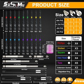 40Pcs Screwdriver Bit Set, Magnetic Screwdriver Bit Set With 3Pcs Hex Shank Quick Release Bar And Magnetizing/Demagnetizing Ring For Impact Driver Electric Screwdriver