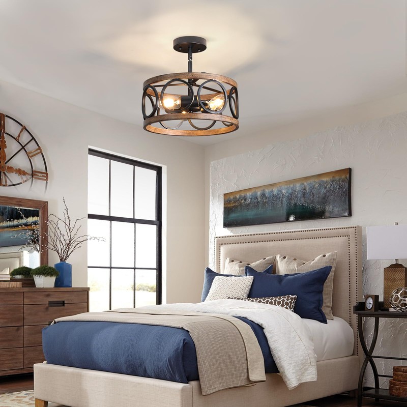 Galtlap Semi Flush Mount Ceiling Light, 3-Lights Modern Farmhouse Ceiling
