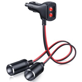 ELECTOP 2-Way Car Adapter Power Charger with Independent Switches for 12V/24V Devices