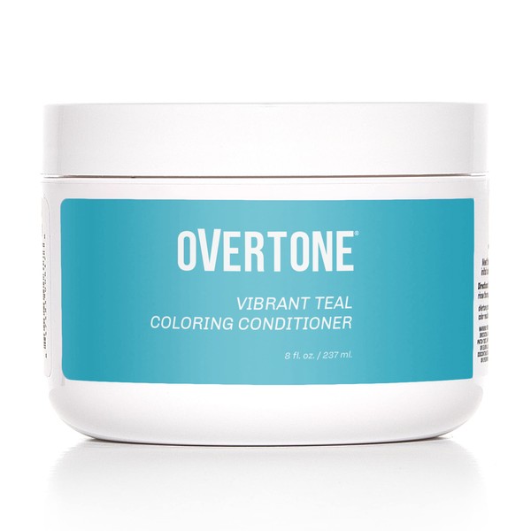 OVERTONE Haircare Semi-Permanent Color Depositing Conditioner with Shea Butter & Coconut Oil, Vibrant Teal, Cruelty-Free, 8 oz