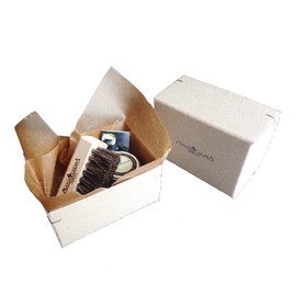 MARIACREMA Shoe Care Set, Small Size, Beechwood Horse Hair Brush in Kraft Box, cream