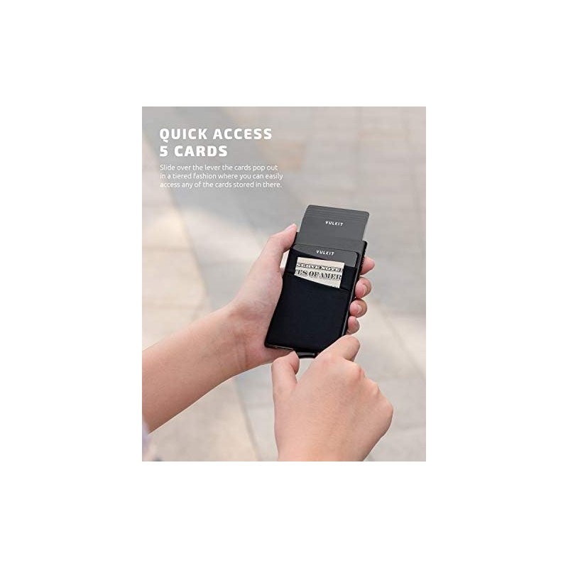 VULKIT Card Holder with Money Pocket Pop Up Wallet RFID
