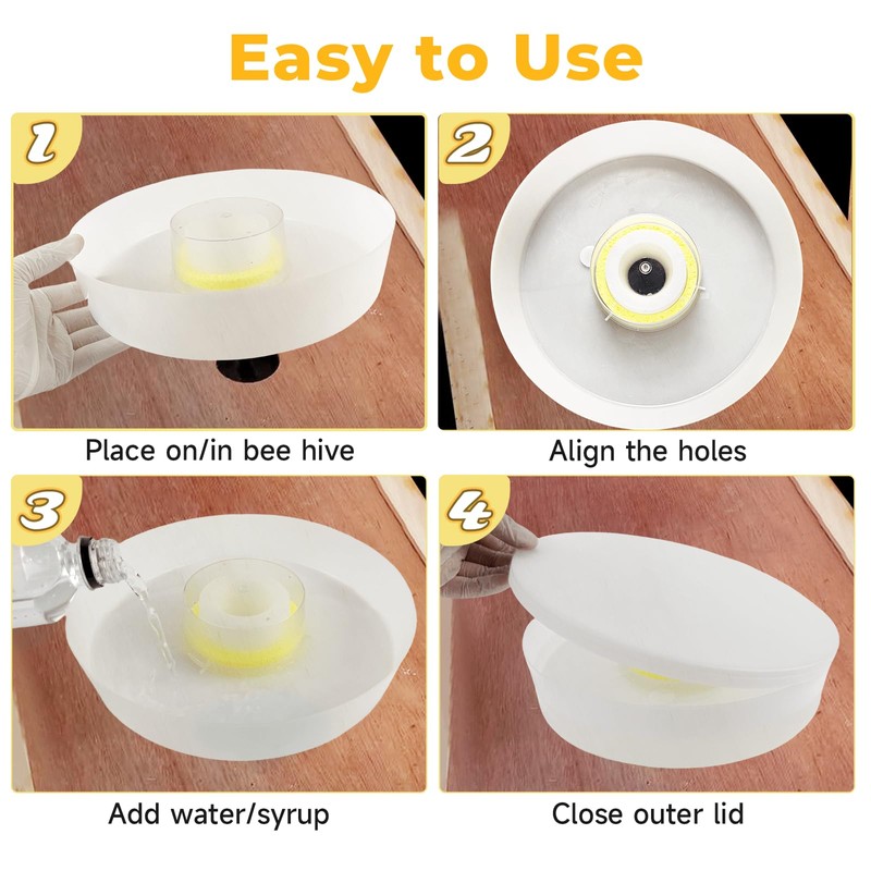 Upgraded Rapid Bee Top Feeder with Anti-Drowning Sponge Rings, Round
