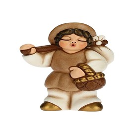 THUN - Figurine Nativity Scene Man with Bassoon - Christmas Decoration House - Line Nativity Scene, White Version - Ceramic - 6 x 3.8 x 8 cm