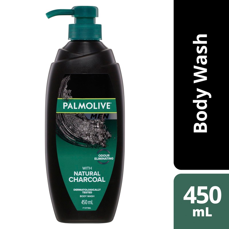 Palmolive Men Odour Eliminating Body Wash 450mL, With Natural Charcoal,
