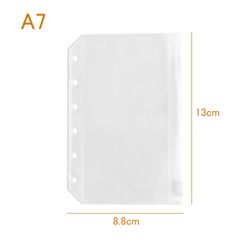 System Organizer Refill, A7, Mini 6 Holes, 10 Pieces, Zipper