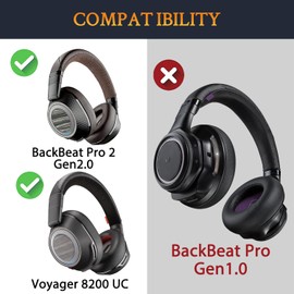 SOULWIT® Professional Replacement Ear Pads for Plantronics BackBeat Pro 2, Voyager 8200 UC Headphones, Noise Isolation Memory Foam, Softer Protein Leather (Black+Red)